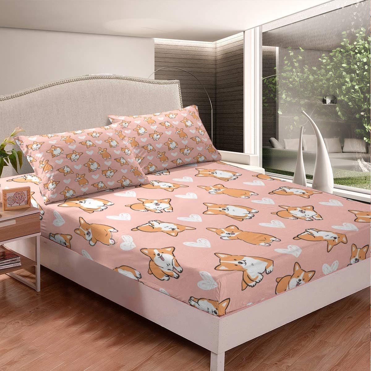 hond hoeslaken 90 x 200 cm cartoon doggy Shiba Inu hoeslaken voor