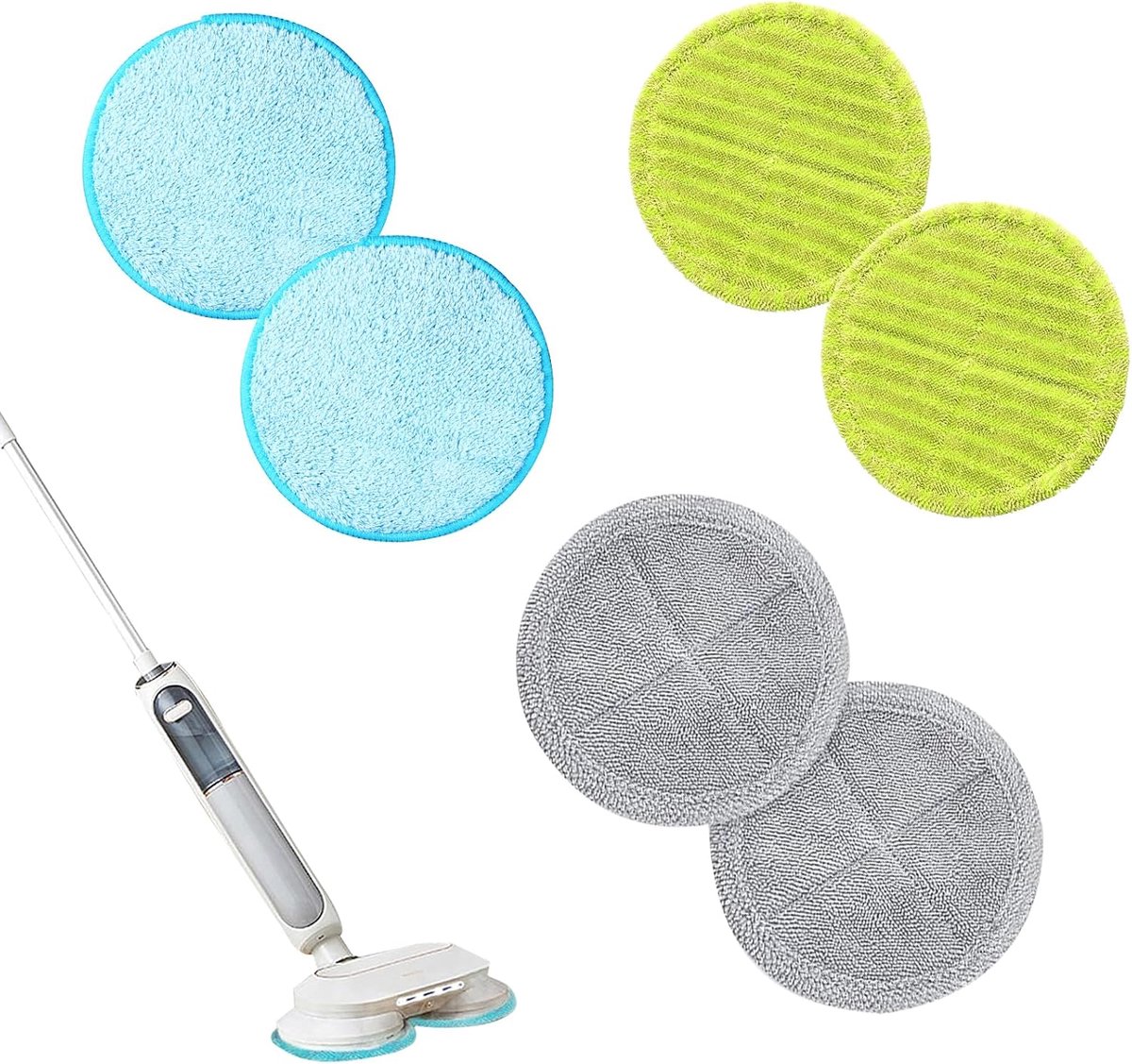 6 stuks microvezel vervangende dweilpads, universele elektrische vervangende dweilpads, vervangende pads, wisserpads, groen, Hurricane Floating Mop, microvezelpads, geschikt voor Hurricane