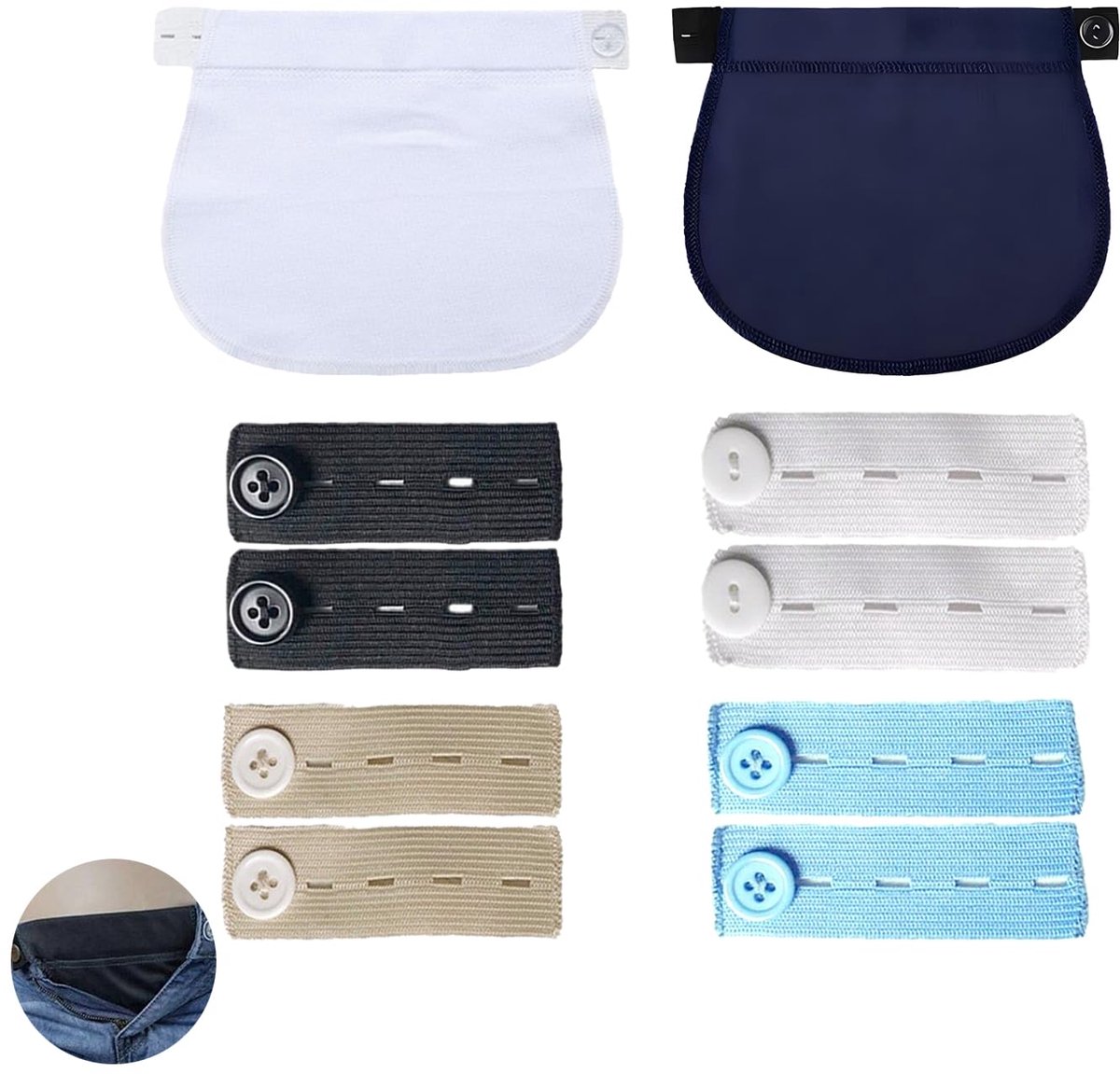 10 stuks broekbandverlenging, elastische knoopverlenging, knoop