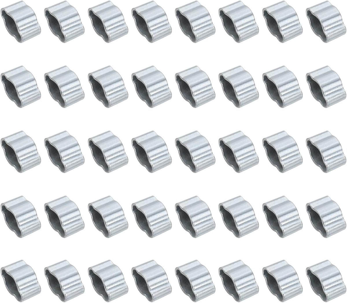 40 stuks 3-5 mm dubbele oorslangklem, gegalvaniseerd staal O-clip krimpringen voor brandstof benzine buis buismontageverbindingen, zilverkleur