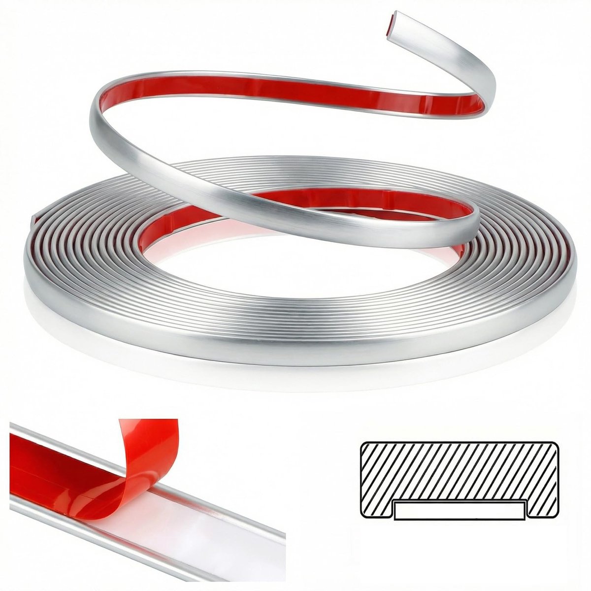 Omgoods - 8 Meter Zelfklevende Decoratieve Strips - Zilver voor Muur en Raam
