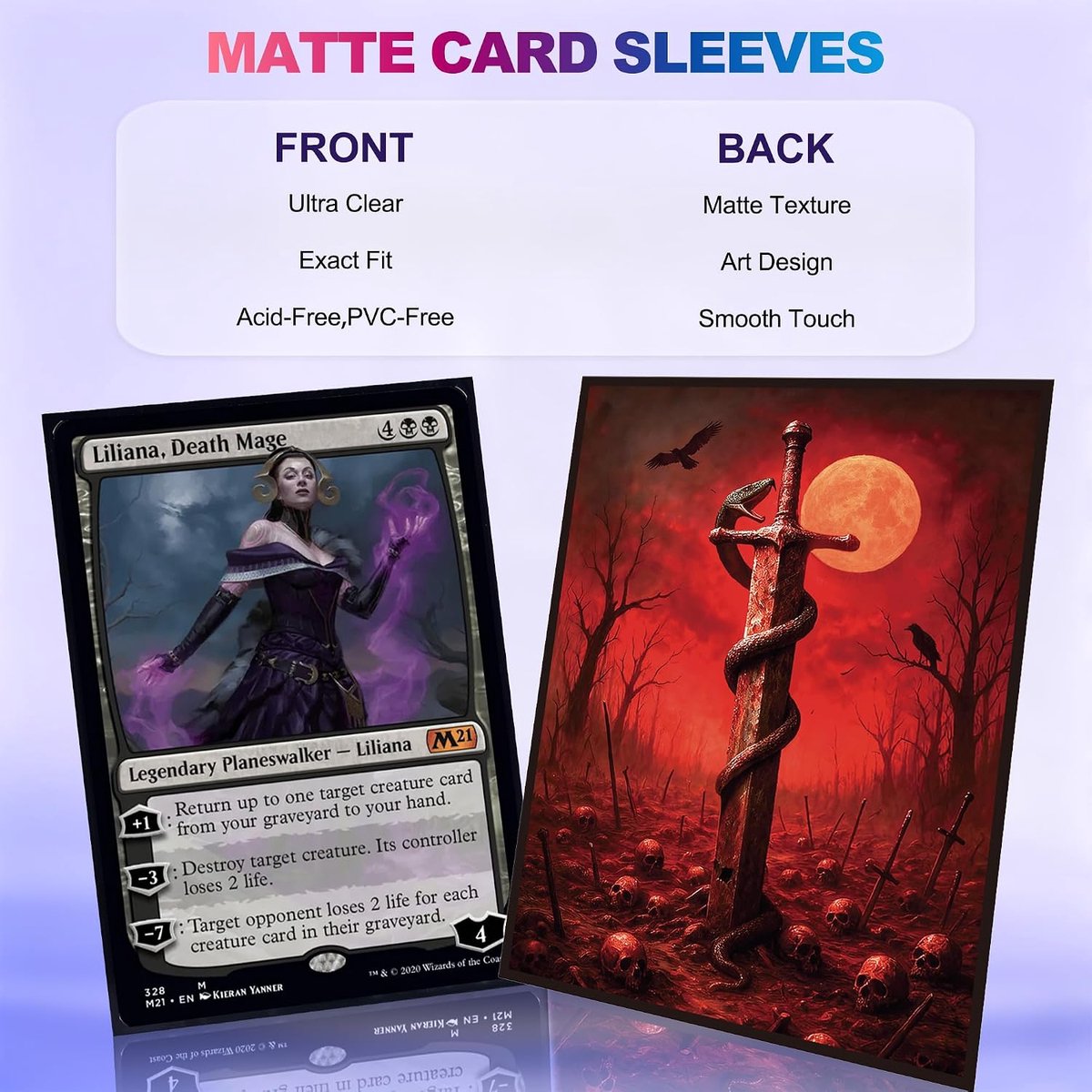 MTG Kaarthoezen 100ct (Angst) Fantasy Art Card Mouwen Deck Protector, Clear Front & Matte Getextureerde Terug Mouwen voor Magic The Gathering TCG