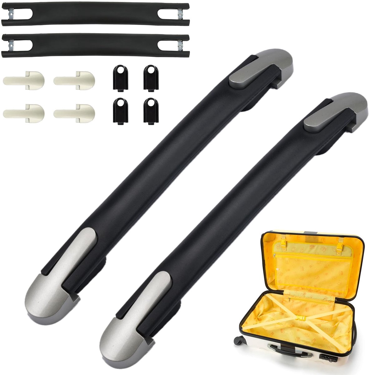 Koffer Handvat Set 3 Stuks - Reserve Bagagehandgreep 20 cm met Schroeven - Vervangende Handgreep voor Koffers, Reistassen en Opbergboxen - Zwart, Lichtgrijs en Donkergrijs