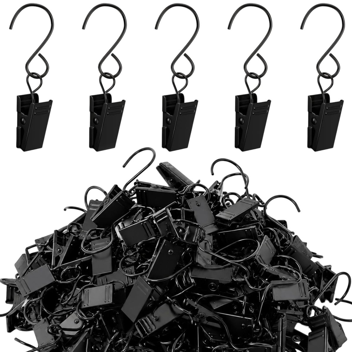 Omgoods - 100 Stuks Stalen S-haken & Handdoekclips - 6 cm Lange Clips voor Gordijnen en Kunst