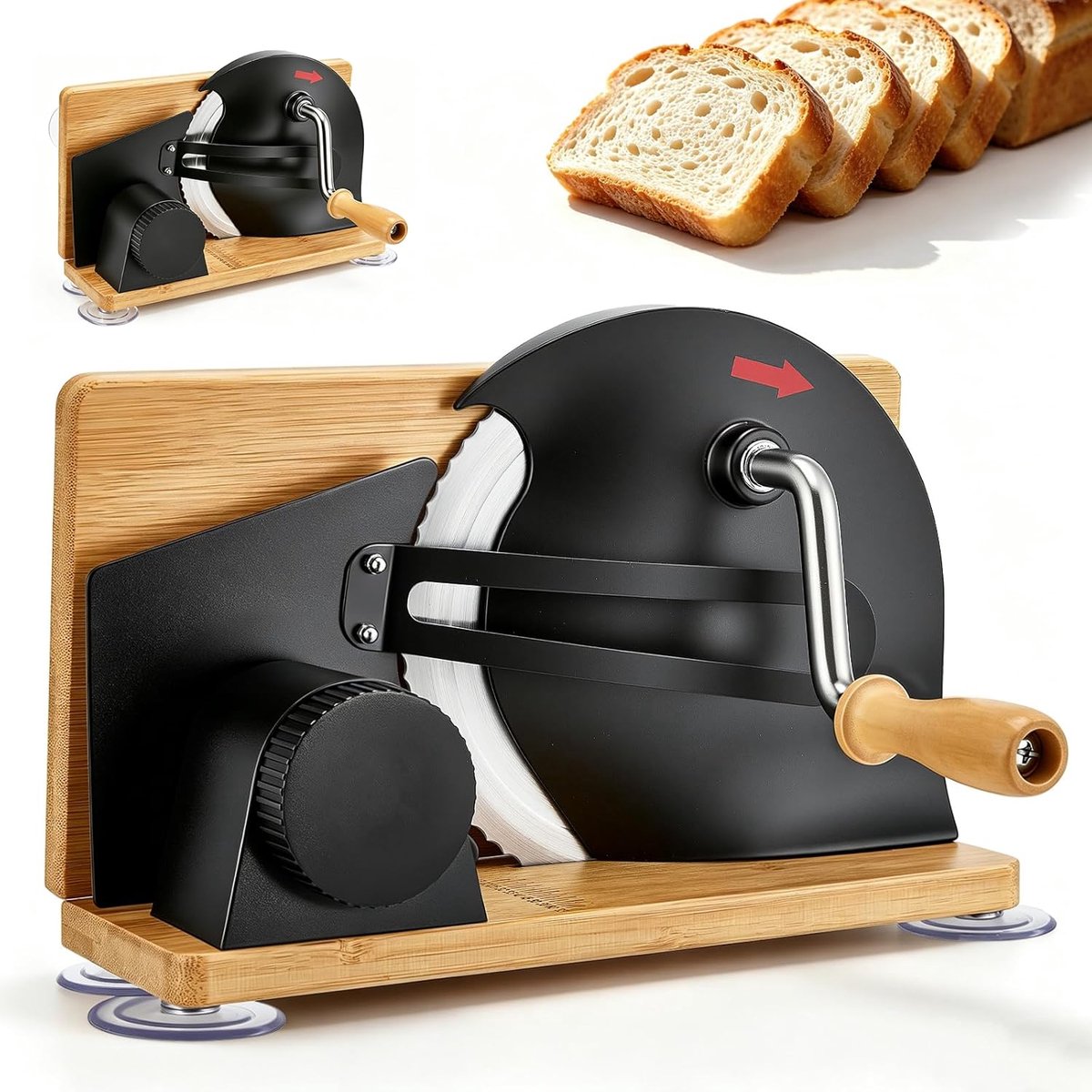 Broodsnijmachine, inklapbaar, handmatig, roestvrij staal 304, allessnijder met schaal, instelbare schijfdikte, broodsnijder voor kaas, brood en groenten (zwart)