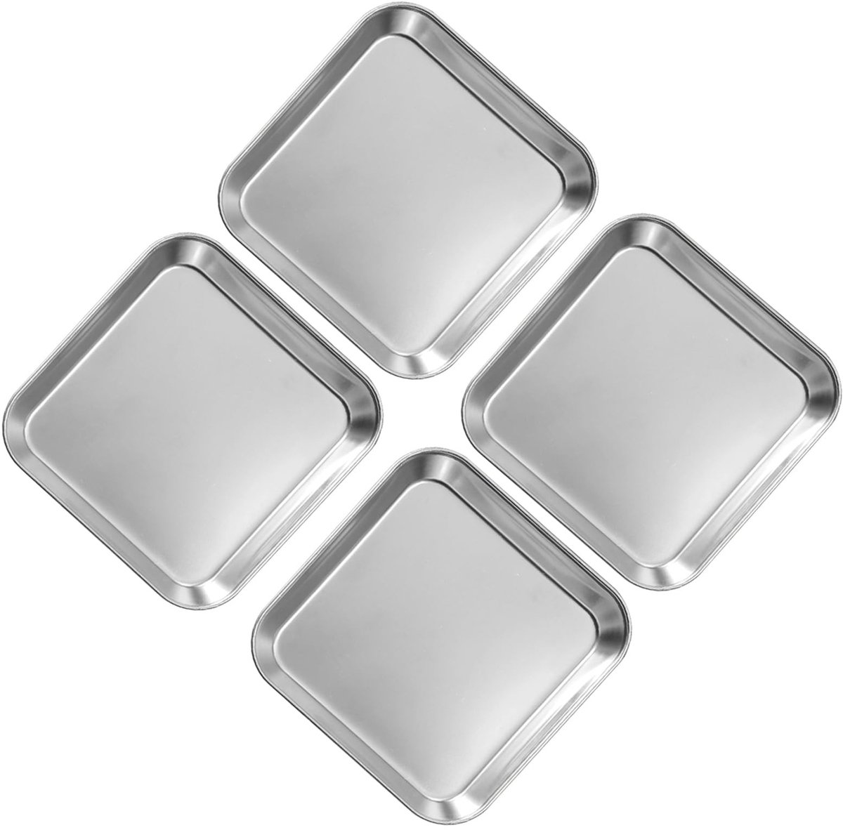 Omgoods - Set van 4 Roestvrij Stalen Bakplaten - 14 x 14 cm