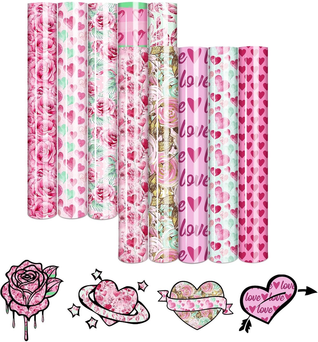 Omgoods - Valentine's Day Plotter Film - Heettransfer Vinyl Set van 10 voor Kleding en Tassen