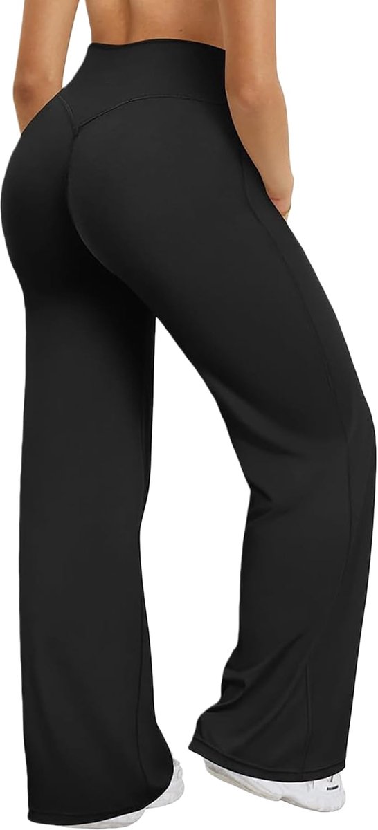 Yogabroek voor dames, leggings, hoge taille, elastische uitlopende vrijetijdsleggings, sportbroek, buikcontrole, vrijetijdsbroek, bootcut, leggings, workout, bootleg, fitnessbroek, joggingbroek