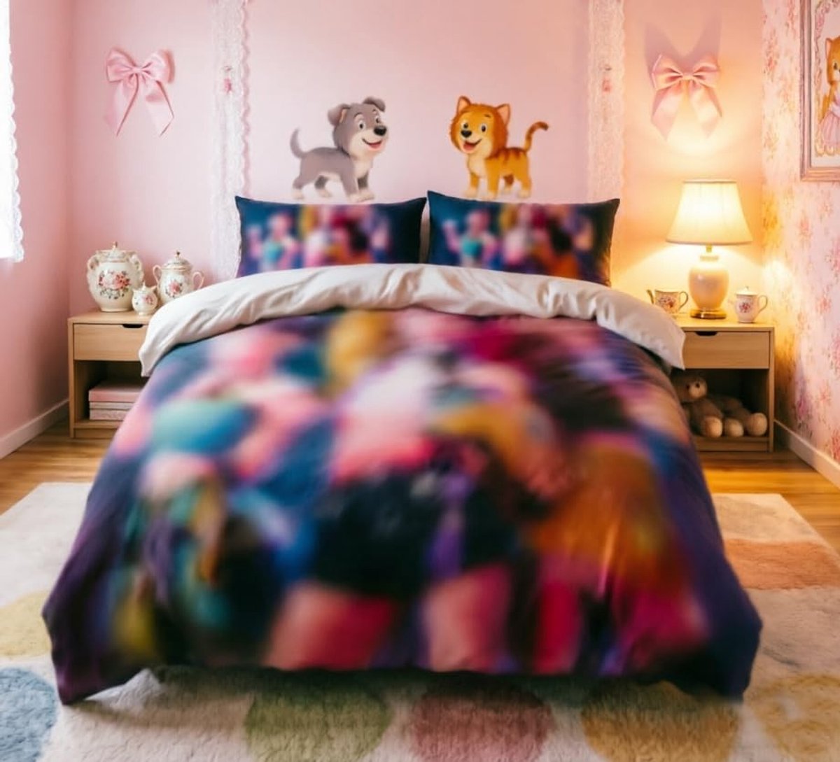 Omgoods - Bedding Set met Duvet Cover 135 x 200 cm in Zwart