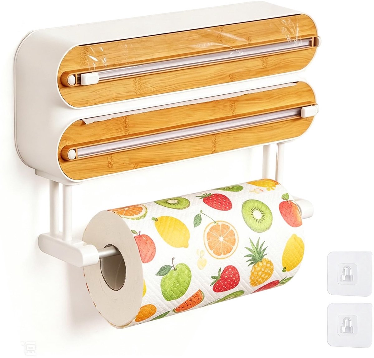 Omgoods - 3-in-1 Vershoudfolie Dispenser met Snijder in Bamboepatroon