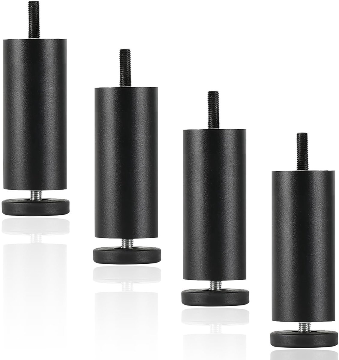 Omgoods - 4 Stuks Verstelbare Meubelpoten van 12 cm - Zwart Aluminium voor Meubels