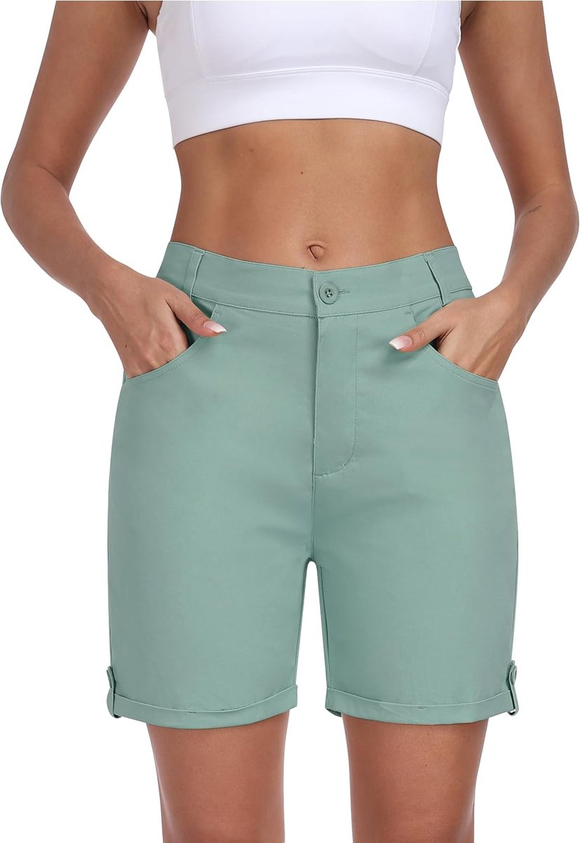 Cargobroek voor dames, kort, katoen, bermuda, shorts, trekking, zomer