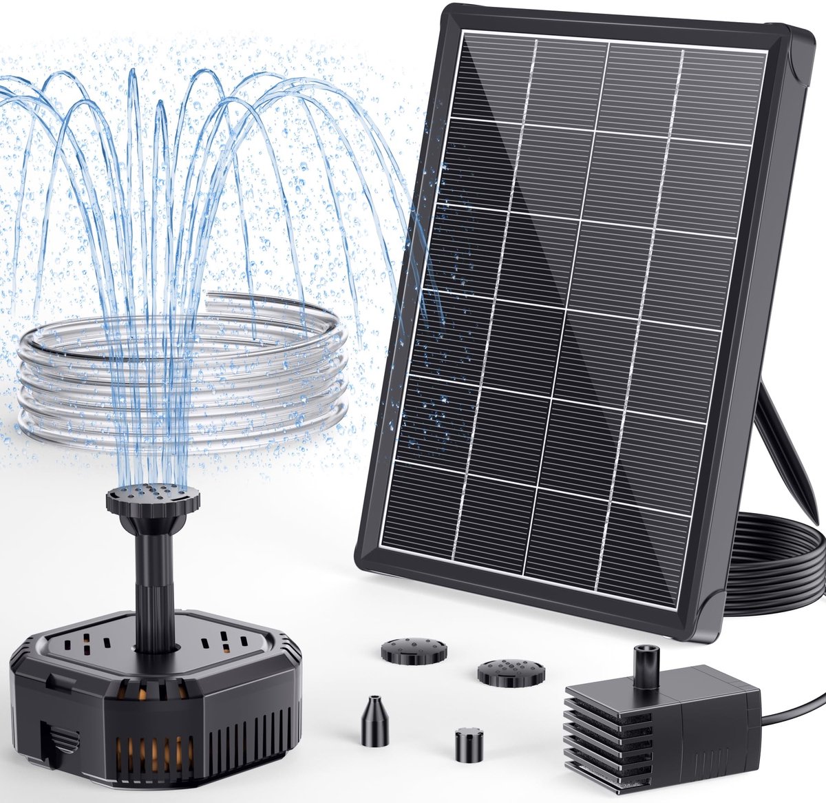Omgoods - 4W Zonnefontein met Filter voor Vogelbad en Visbak