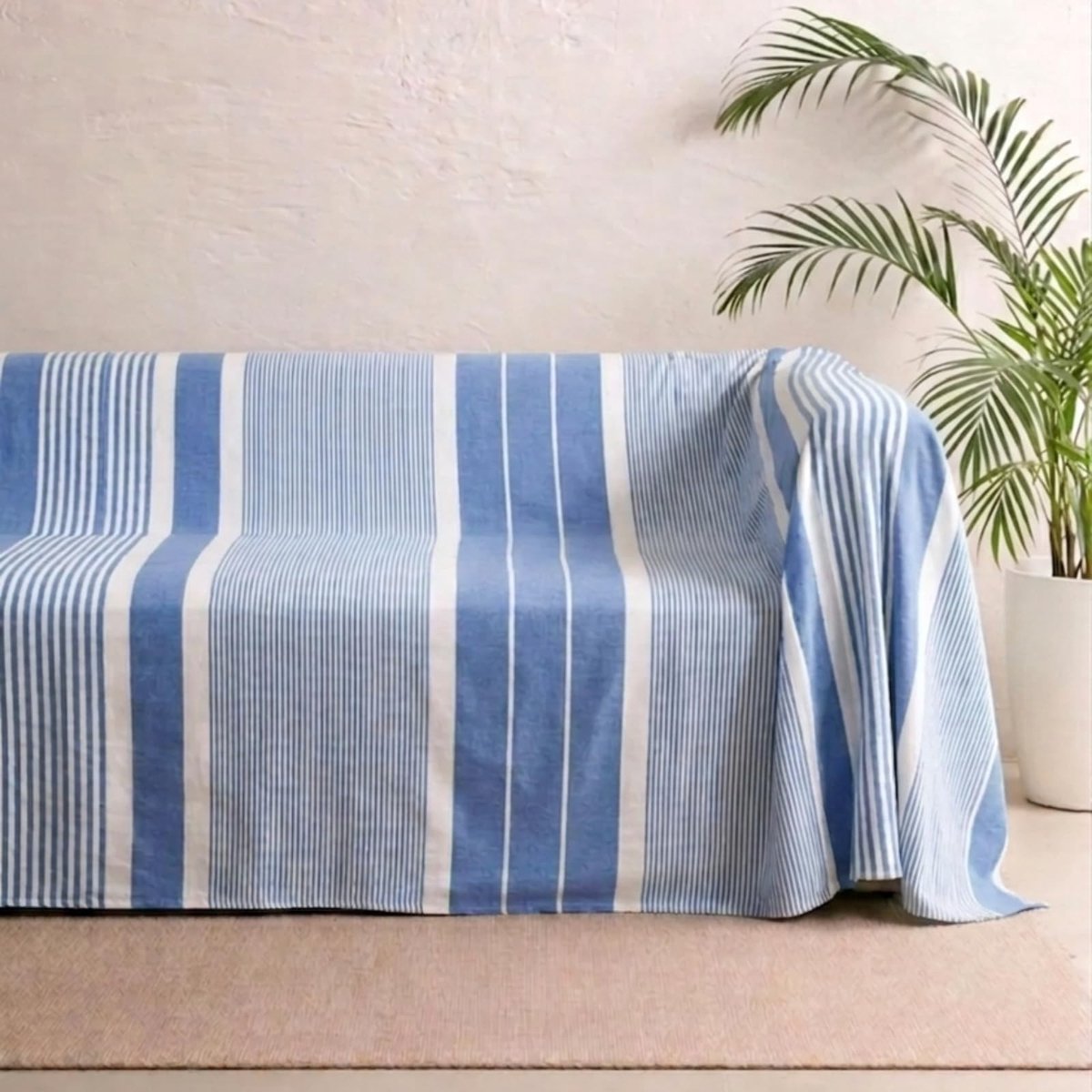Omgoods - Dunne Zomer Deken - Fris en Zacht Bedsprei voor Bed en Bank - Blauw (230 x 260 cm)