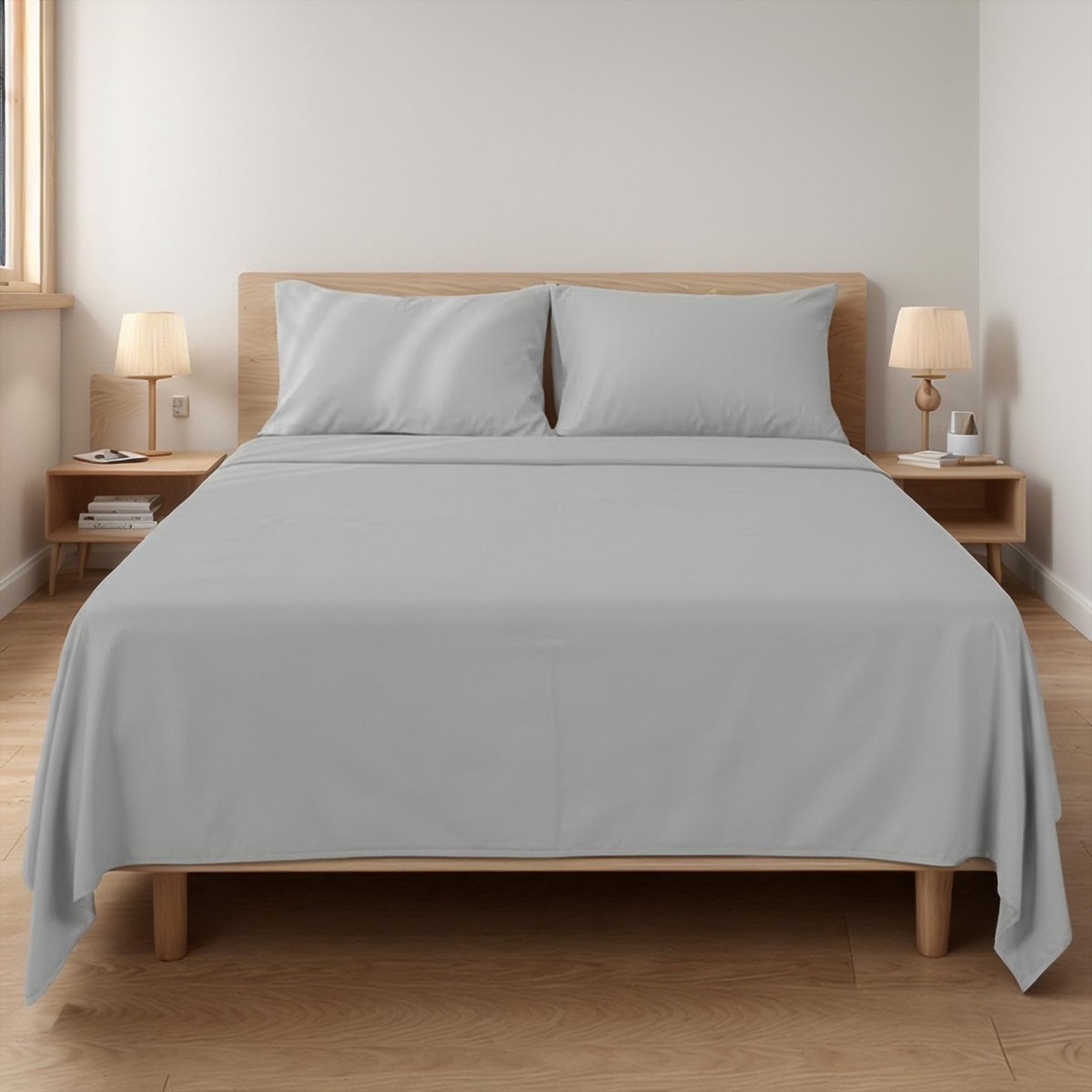 Omgoods - 4-delige Bedlinnen Set voor 150 cm Bed, Lichtgrijs