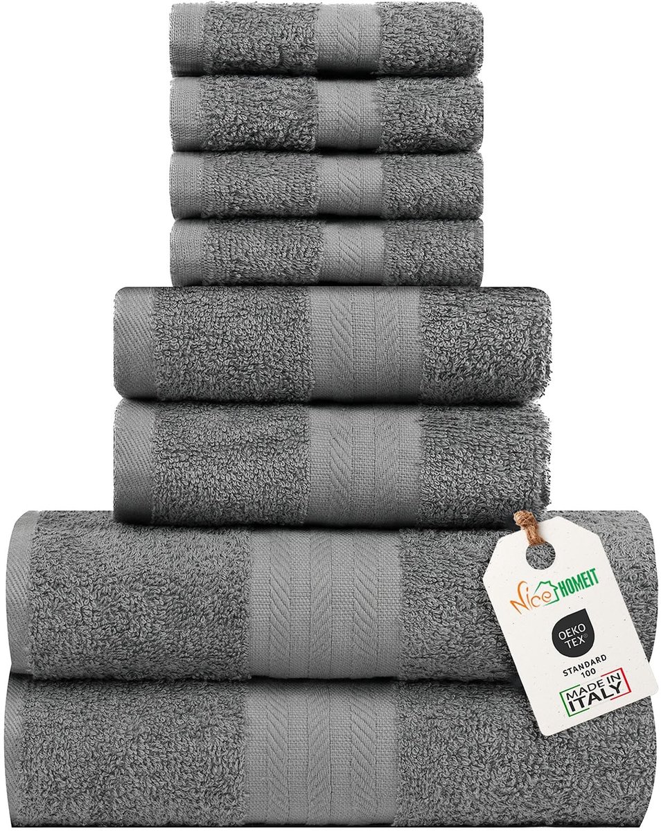 Omgoods - Handdoeken Set van 8 Stuks - 100% Katoen, Zacht en Absorberend