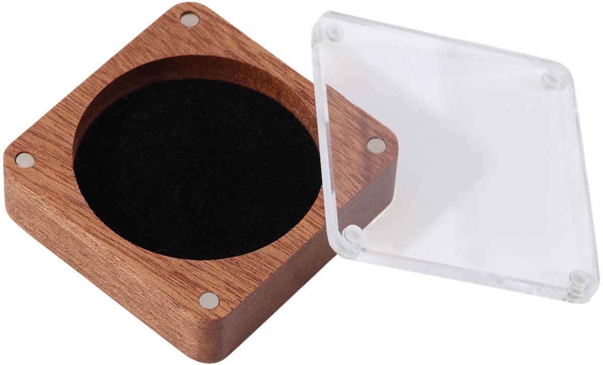 Omgoods - Houten Munt Display Box met Deksel - 5,0 cm Binnenmaat
