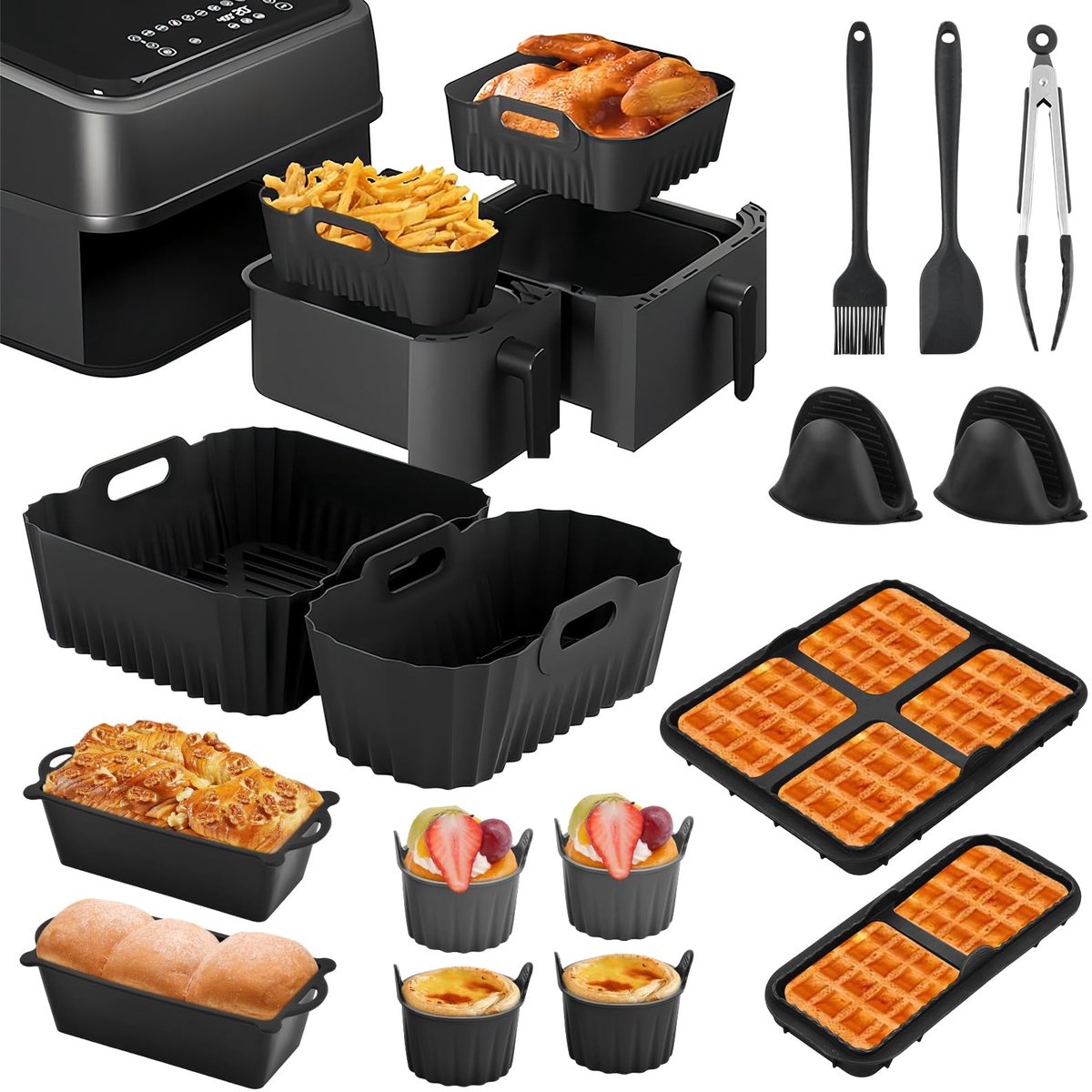 Omgoods Accessoires voor Heteluchtfriteuse met 15 Stuks Bakvormen