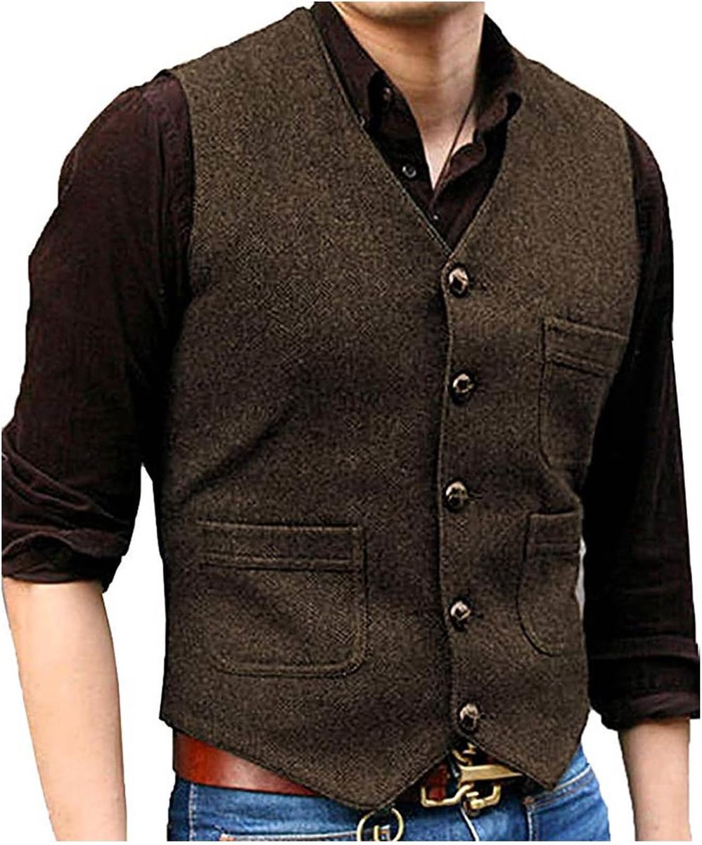 Vintage klassieke wollen kostuumvest voor heren, formeel, regular fit, gilet voor bruiloft, gilet