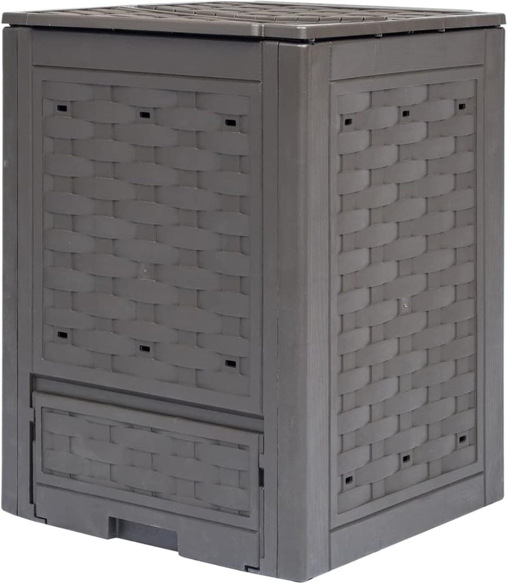 Compostbak Tuin - Compost Caddy - Organisch Afval Verwerken - Rotanlook Kunststof - 300 L - Bruin