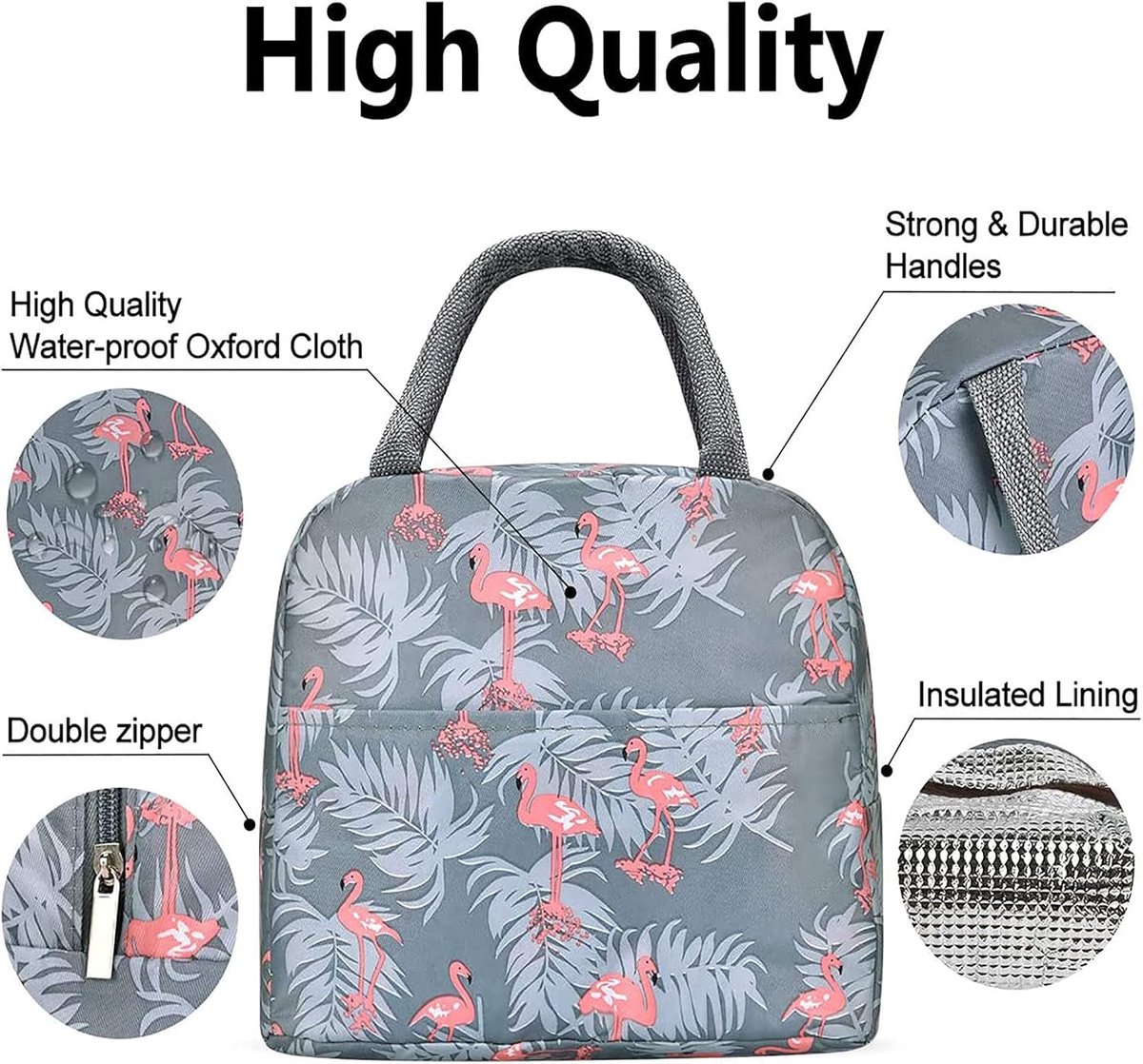 lunchtas, 6 liter, opvouwbare isolatietas, lunchbag thermo | Koeltas, ijstas, thermotas, opvouwbaar, klein, lunchtas, isolatietas, kleine lunchtas, koeltas, mini-opvouwbaar (flamingo)