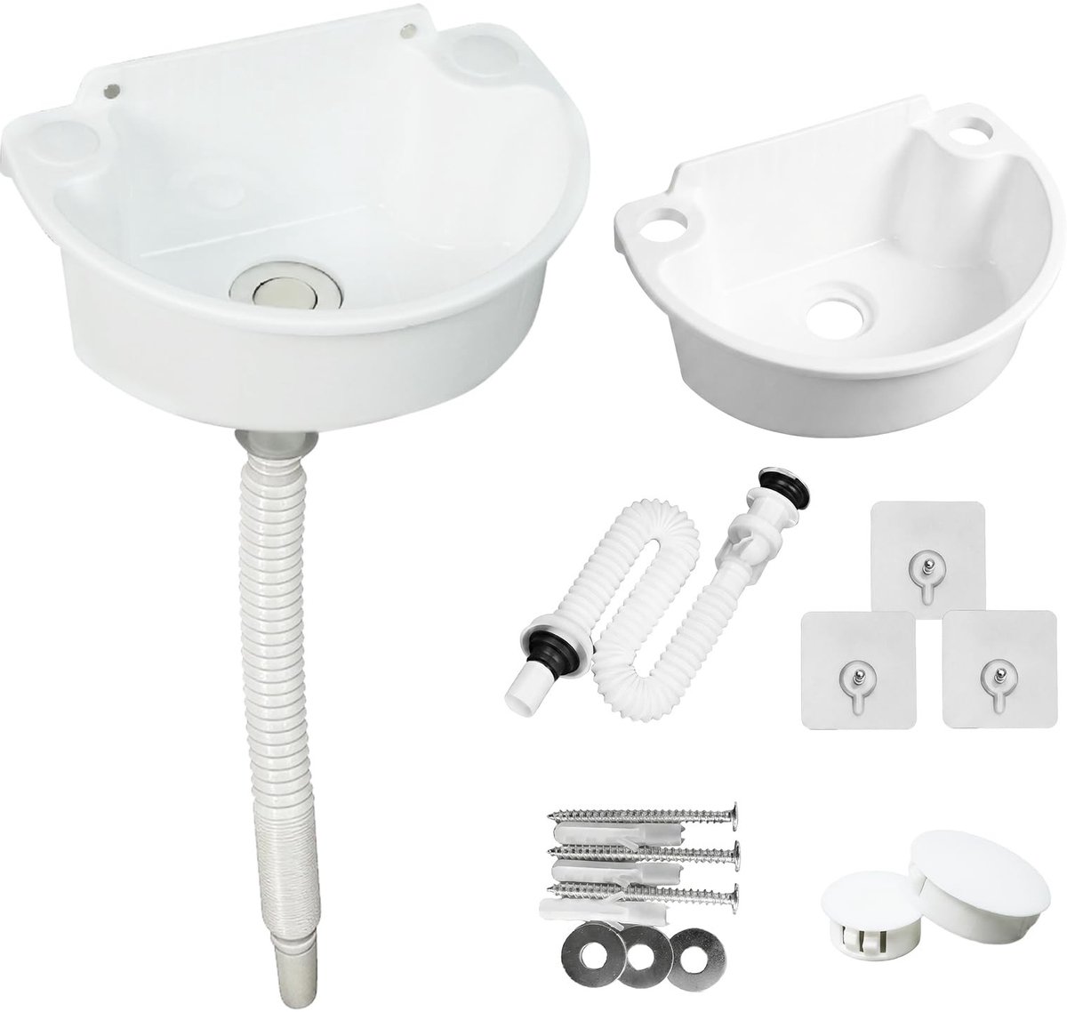 Omgoods - Mini Plastic Wasbak met Afvoer - Ideaal voor Camping en Tuin