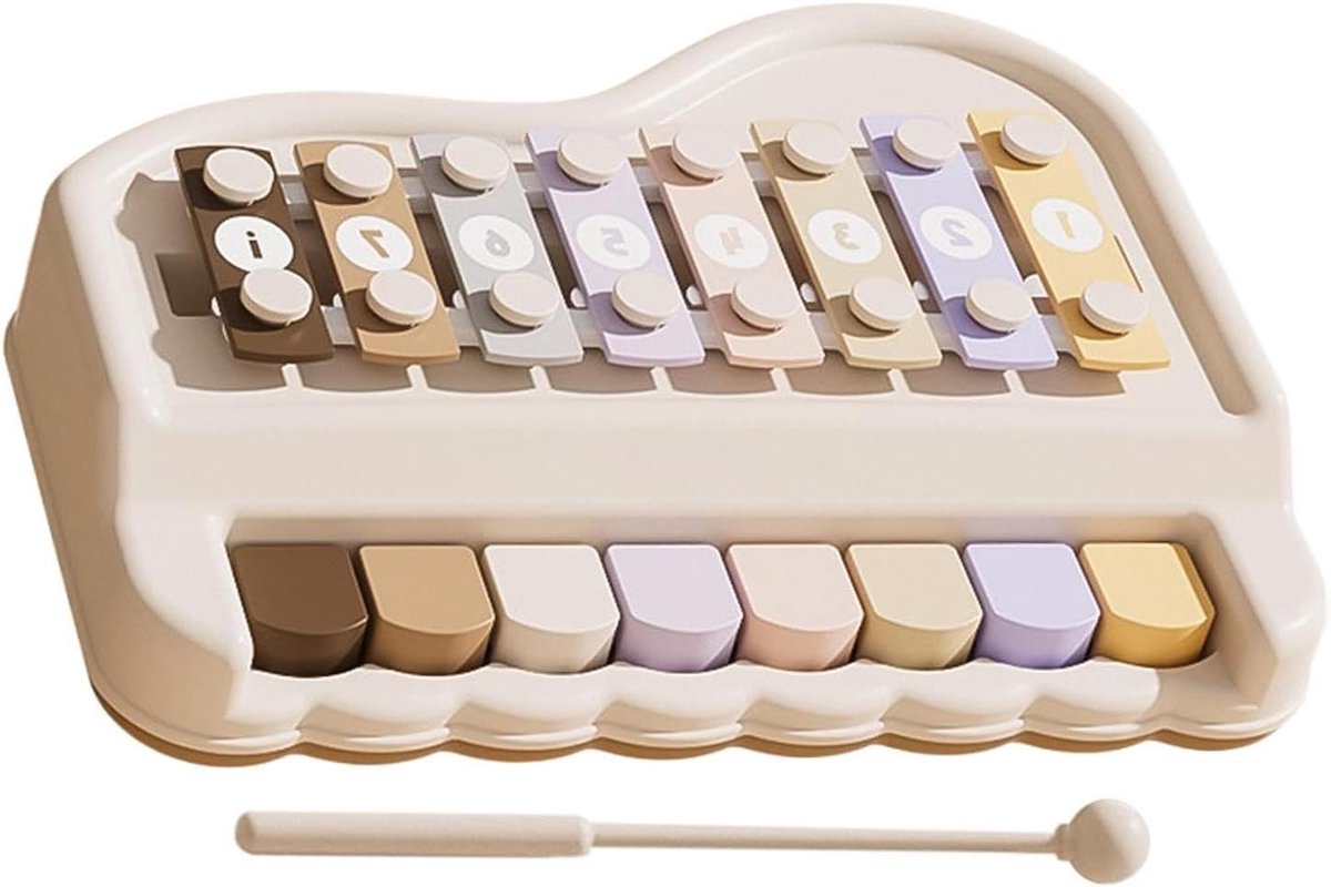 Kinder xylofoon - Muziekspel speelgoed - Muziek ontdekken - 2-in-1 piano xylofoon - 22 x 16.5 x 6 cm - 8-kleuren