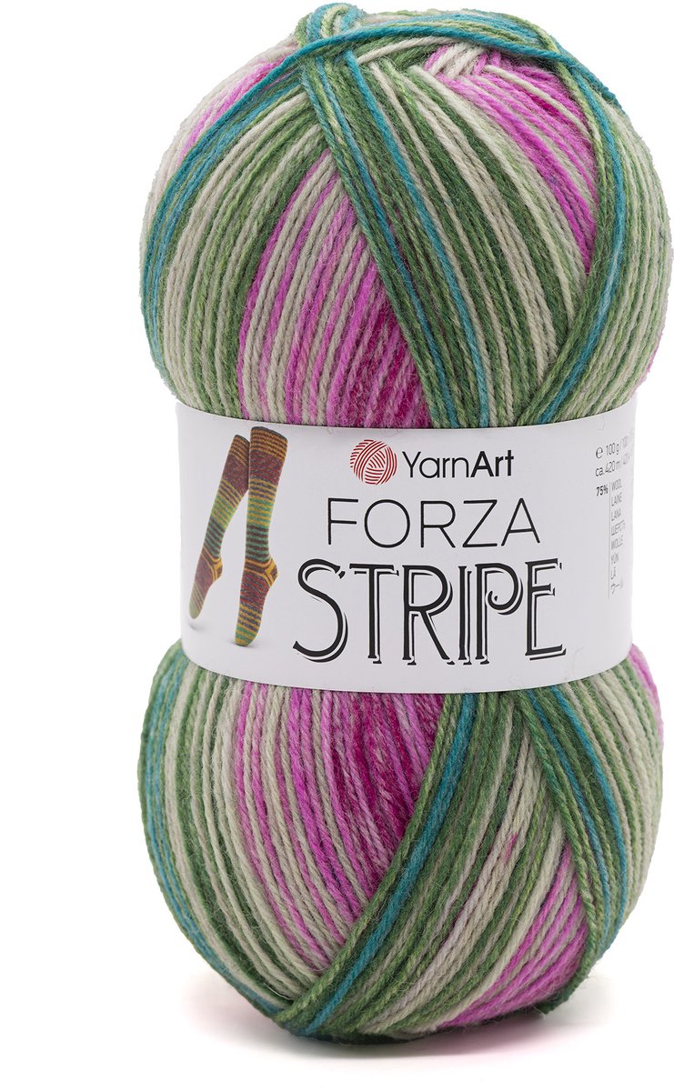 YarnArt Forza Stripe Sokkenwol - 75% Wol 25% Polyamide - voor Sokken Haken en Breien - 100g / 420m - Kleur 2808
