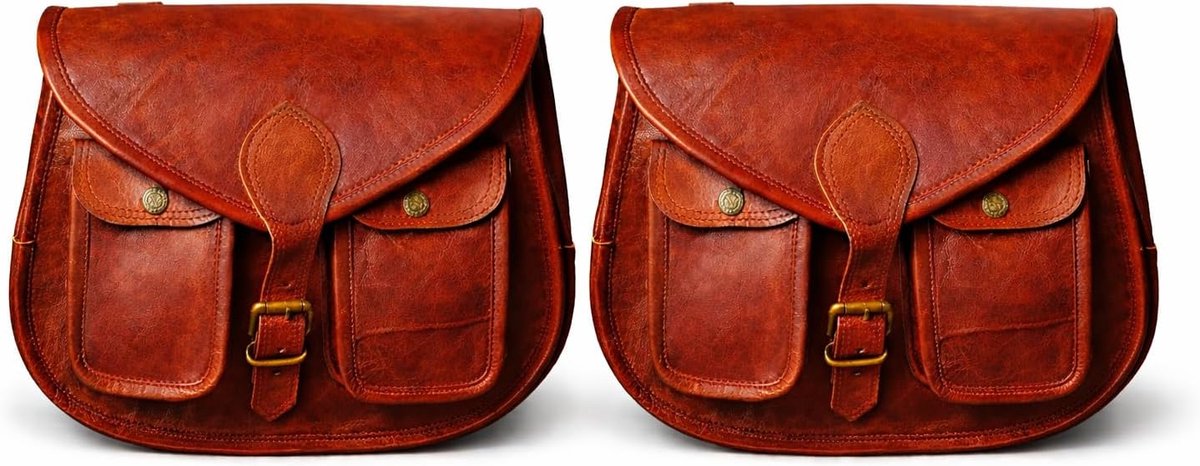 Motorfiets saddlebags - Hoogwaardige leren tas - Elegante uitstraling - Perfect voor motoren - ShopVlot