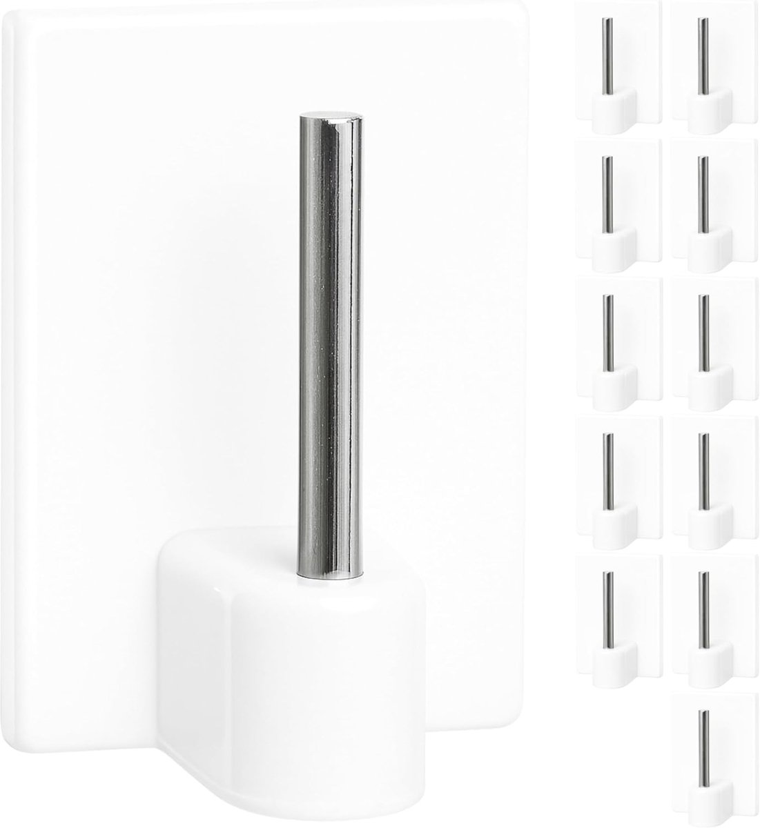 SnelShoppen - 12 Stuks Zelfklevende Haakjes voor Gordijnstangen - Witte Haakjes 24 x 16 mm voor Raamkozijnen, Glazen Tegels, Deuren, Gordijnhouders en