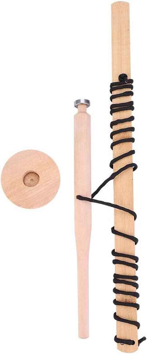 Vuurstarter Set - Houtboor Vuurmaker - Outdoor Overleven - Authentieke Wrijvingsmethode - 41 cm Pakket - Houtkleur