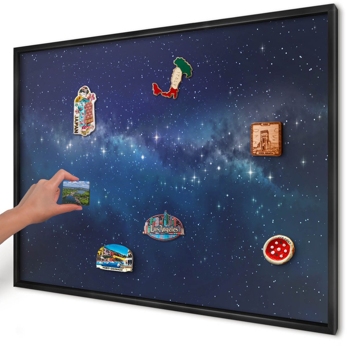 Artprintcave Marine Magneetbord mit Zwart Frame - 100x70 cm - Sterrenruimte Magneetbord Voor Foto's - Abstract Magneetbord Voor Keuken - Kosmos