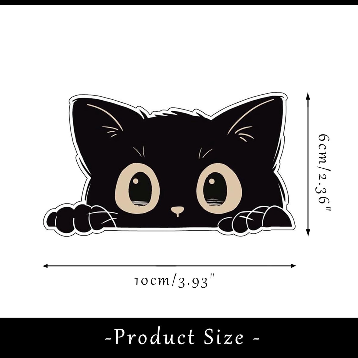 SnelShoppen - Black Cat Auto Sticker - Schattige Zwarte Kat voor Auto Raam, Laptop - Weerbestendig en Krassenbestendig - Decoratieve PVC Sticker voor