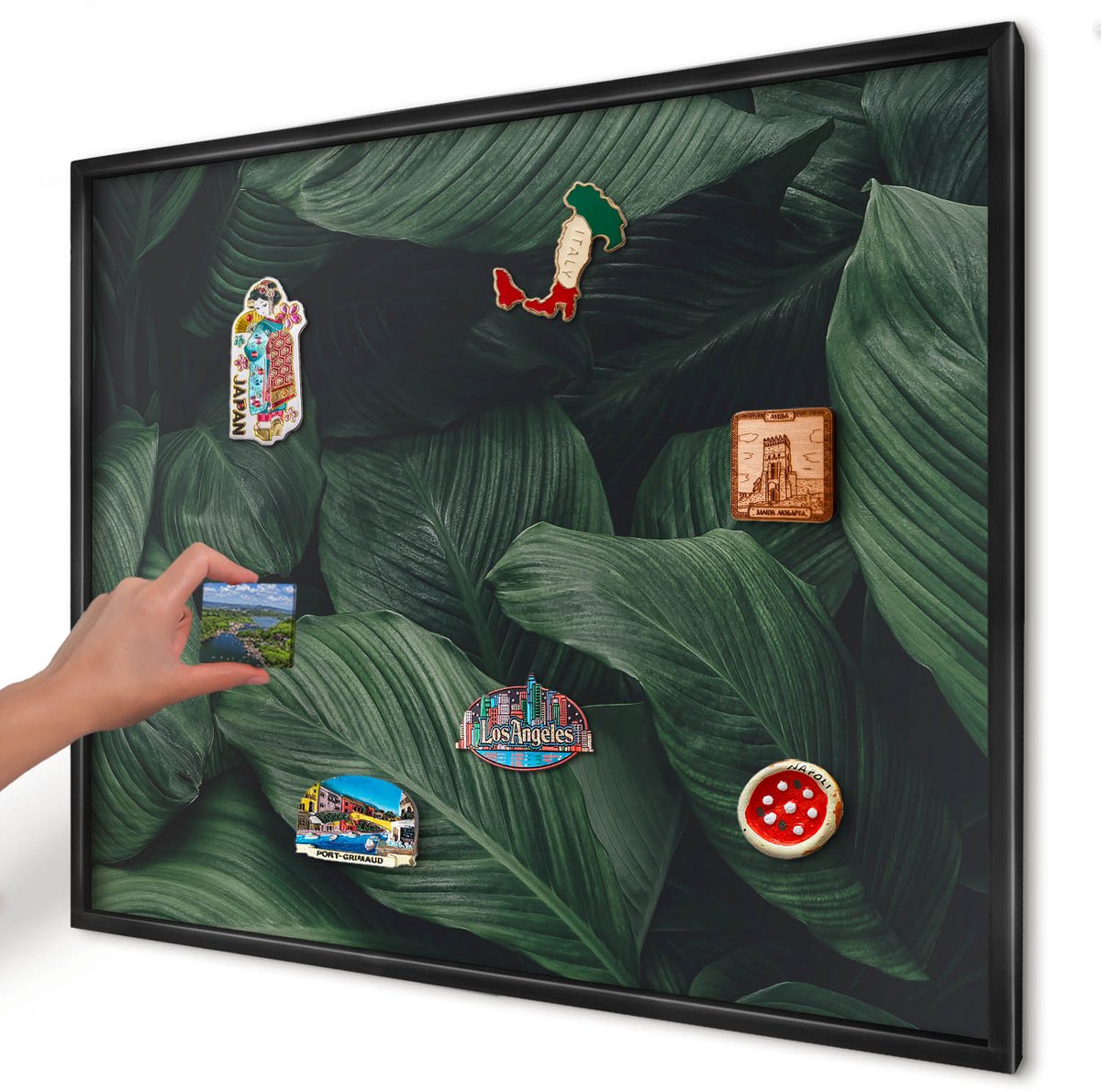 Artprintcave Groente Magneetbord mit Zwart Frame - 80x60 cm - Het Groen Van De Natuur Magneetbord Voor Foto's - Fotografisch Magneetbord Voor Keuken - Bloemen En Planten
