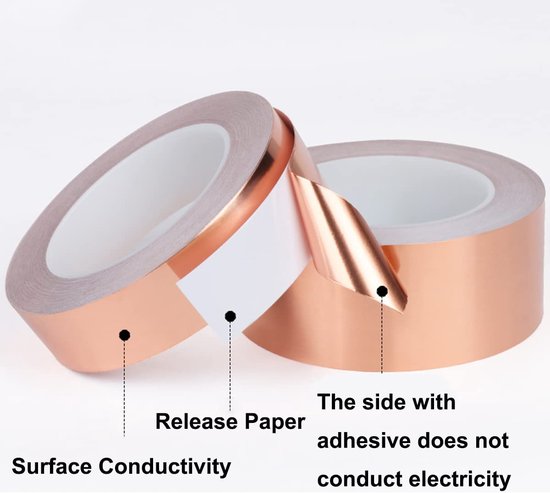 1 Stuk Koperen Plakband, 45mm x 20m, Kopertape Zelfklevend — afbeelding 3