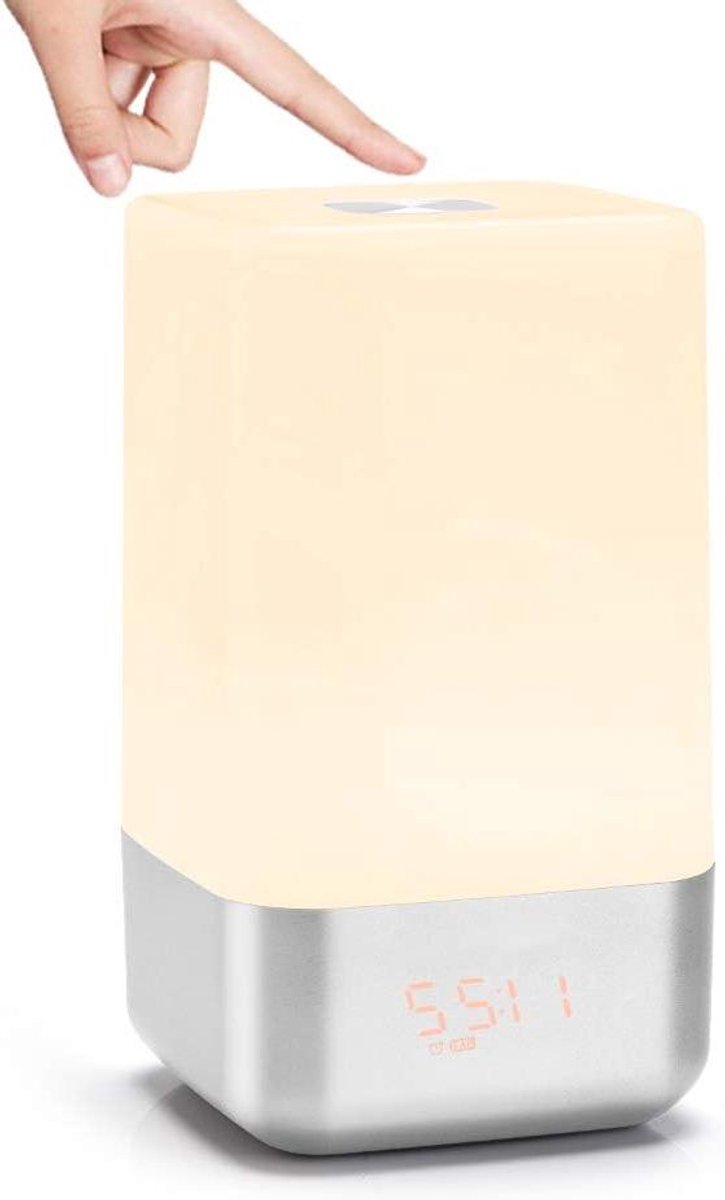 Wake Up Light Alarm Clock - Natuurlijke Zonsopgang Lamp - Rustig Wakker Worden - Zonsopgang Simulatie - 10x10x17.5cm - Wit