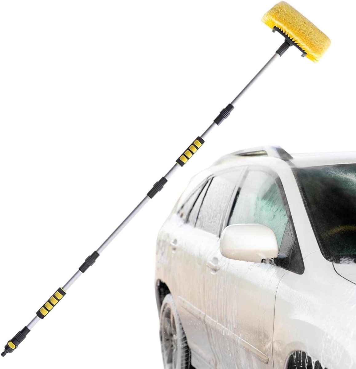 Vrachtwagenwasborstel - Autowasuitrusting - Voertuig reinigen - Afneembare schacht - 160 cm lengte - Compleet