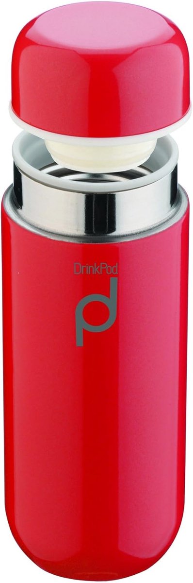 SnelShoppen - Drink Pod Thermosfles Roestvrij Staal, 0,2 L Dubbelwandig, Thermolevensmiddelenhouder, 6 Uur Warm, 24 Uur Koel, Lekvrij, BPA-Vrij, Rood