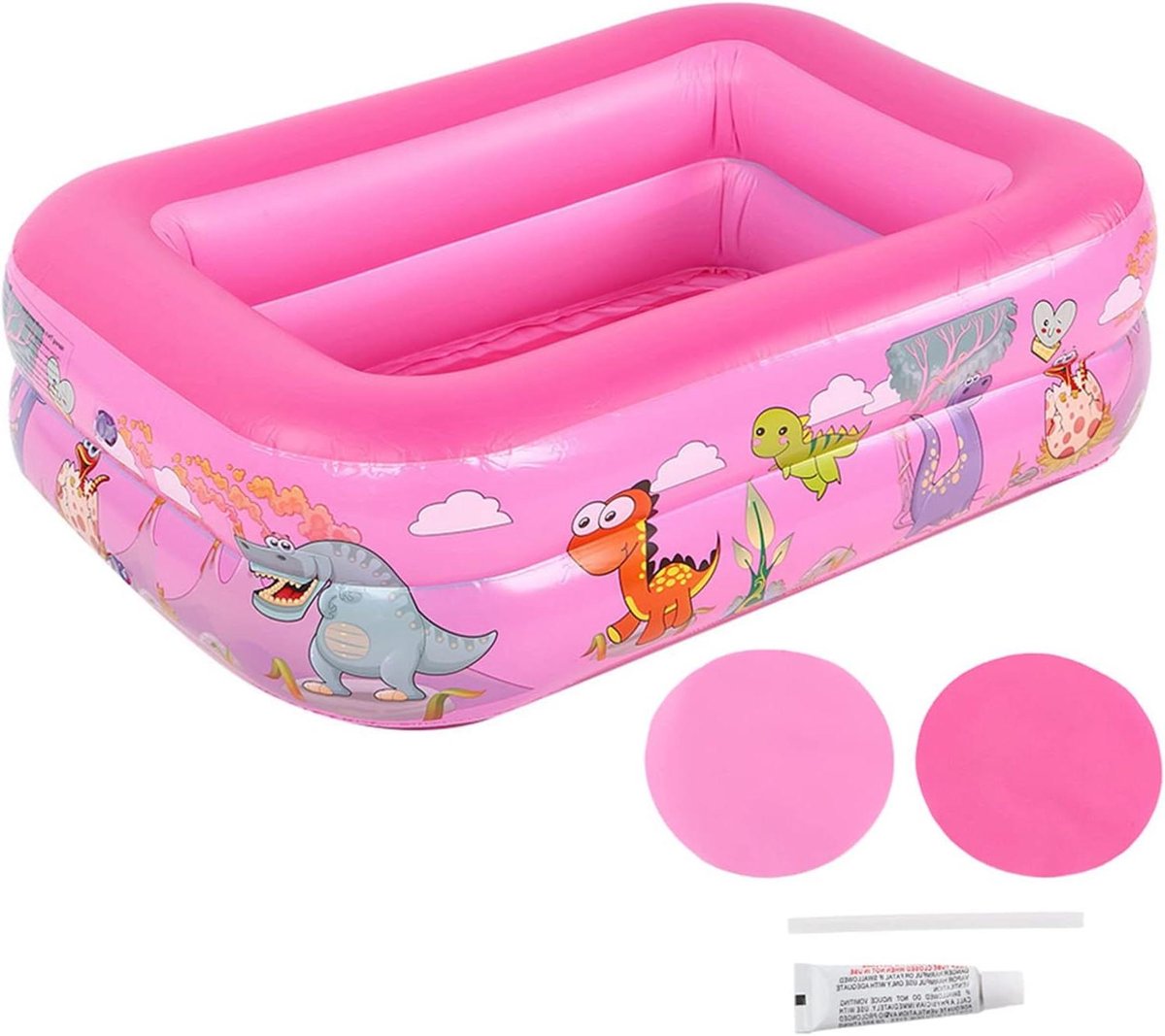 Opblaasbaar Zwembad Kinderen – Kinderbadje Vierkant – Thuis Plezier – Verbeterde Dikke PVC – 130x92x50 cm – Roze
