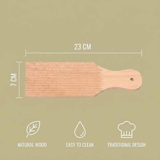 Gnocchi Pastaplank van Beukenhout voor Versgemaakte Pasta, Inclusief Snijgereedschap en Accessoires voor Tortellini en Noedels — afbeelding 3