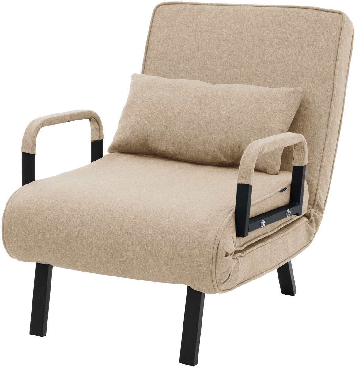 ML-Design | Slaapfauteuil met slaapfunctie 186x60 cm van staal/chenille, bruin; fauteuil met slaapfunctie, opklapbaar; slaapfauteuil; opklapfauteuil; slaapbank