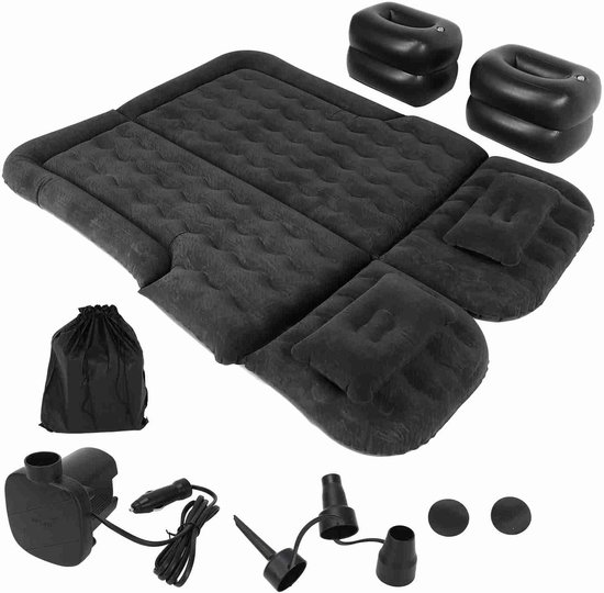 Luchtmatras Auto - Opblaasbaar Bed - Reizen en Kamperen - Snelle Inflatie Deflatie - 174x126cm - Zwart — afbeelding 4