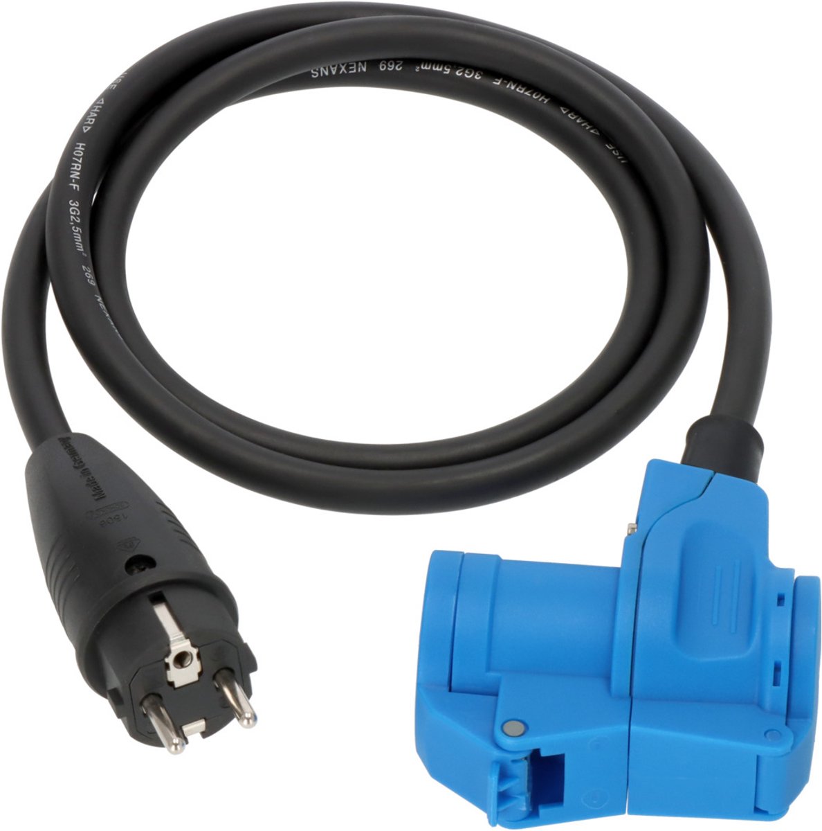 Brennenstuhl cee verloopkabel camping 1,5m kabel in zwart (randaardestekker en cee-hoekkoppeling incl. randaarde-combinatiestopcontact, 230v/16a, voor permanent gebruik buitenshuis, made in germany) afbeelding