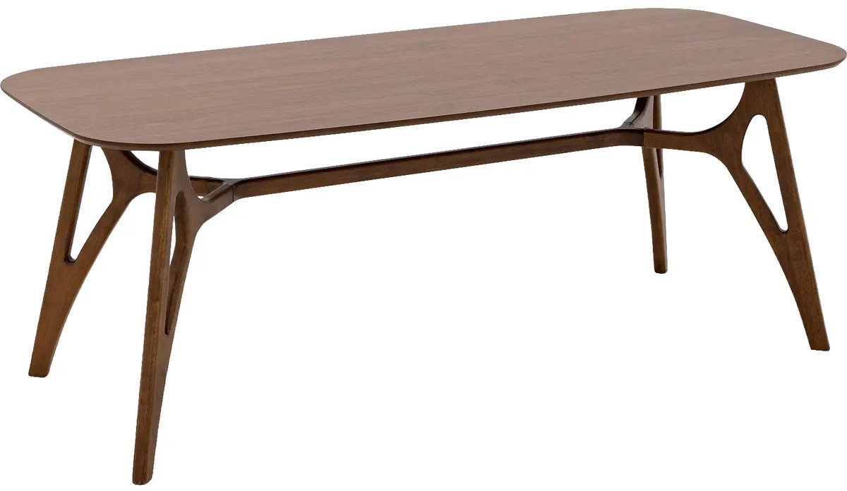 Goossens Eettafel Trani - 200 x 75 x 90 - noten - noten - rechthoekig - 8 personen noten fineer gelakt
