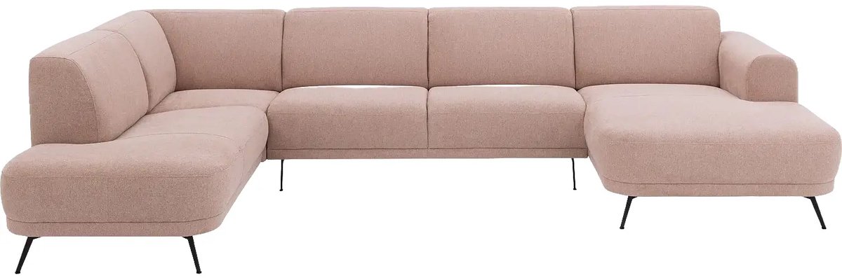 Goossens Shallow hoekbank - Stof - Roze - 359 x 84 x 219 cm