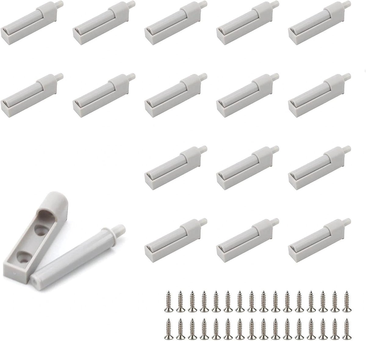 16 Stuks Grijze Deur Dempers voor Kasten, Soft Close Mechanisme voor Lades en Deuren met Rubberen Punt