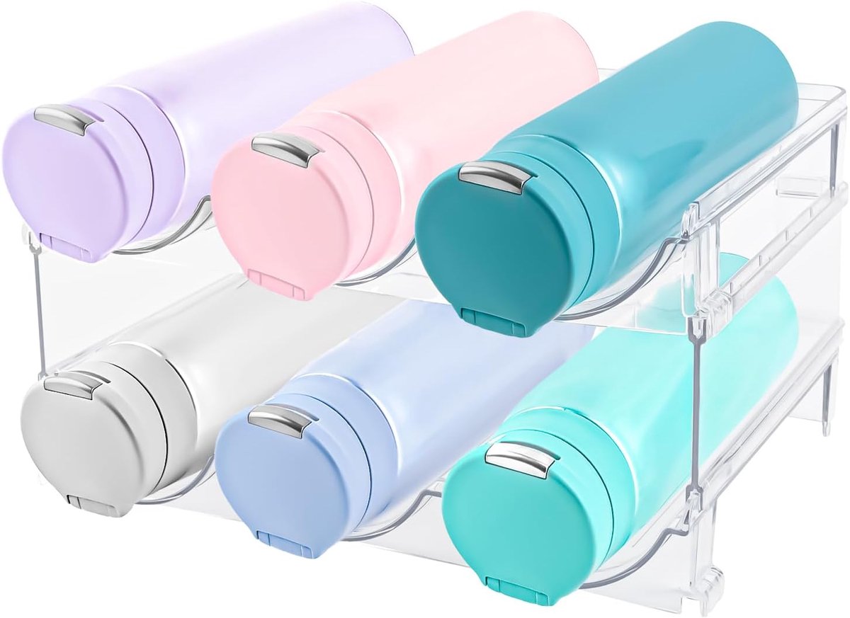 Stapelbaar wijnrek, flessenrek, koelkastorganizer, dubbele afneembare waterflesorganizer, transparante flessenhouder voor kast, koelkast, fles, drinkglas, drankorgaan
