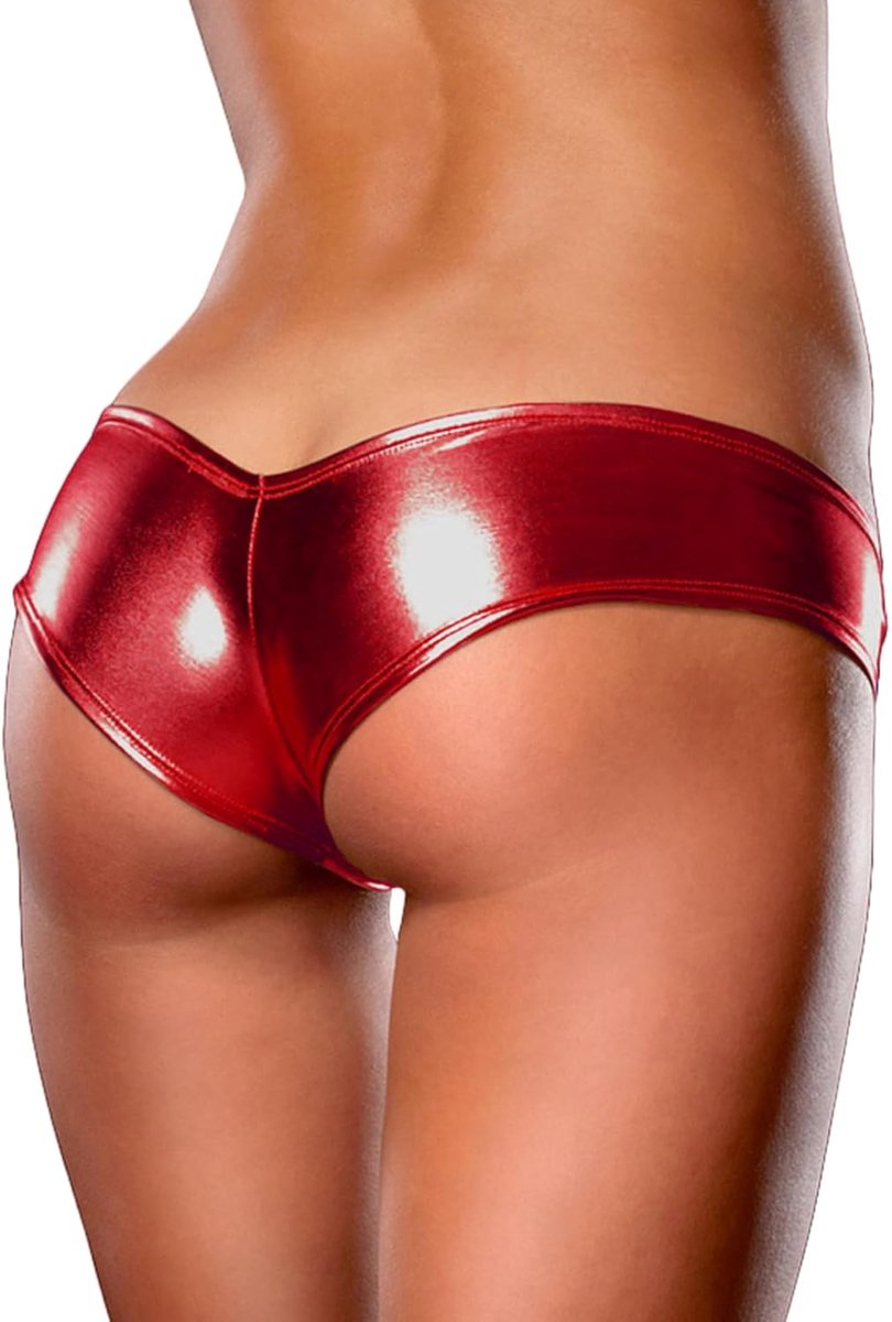 Wetlook Strings Sexy PU-leer String Micro Mini Bikini Slipjes Eendelig Ondergoed Grote Maten Erotische Wetlook Hipster Slips Onderbroeken V-vormige String