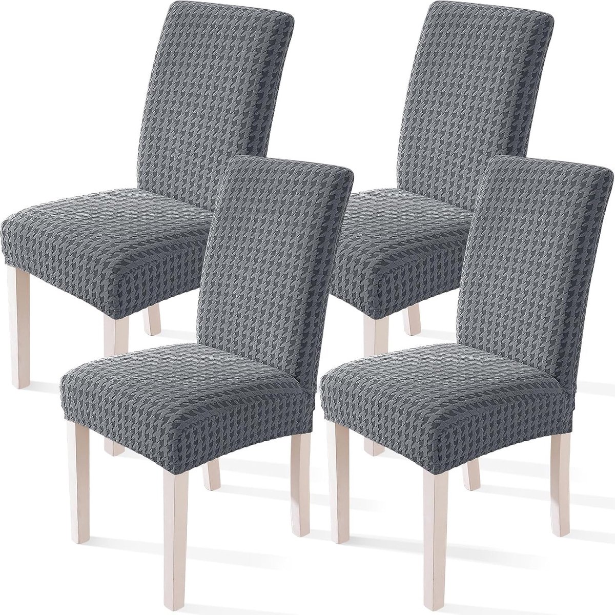 Stretch Stoelhoezen 4 Stuks, Verwijderbare Eetstoelhoezen, Universele Elastische Stoelhoes Wasbare, Eetkamerstoelhoezen, Moderne Stoelbeschermer voor Eetkamer Hotel Banket, Lichtgrijs