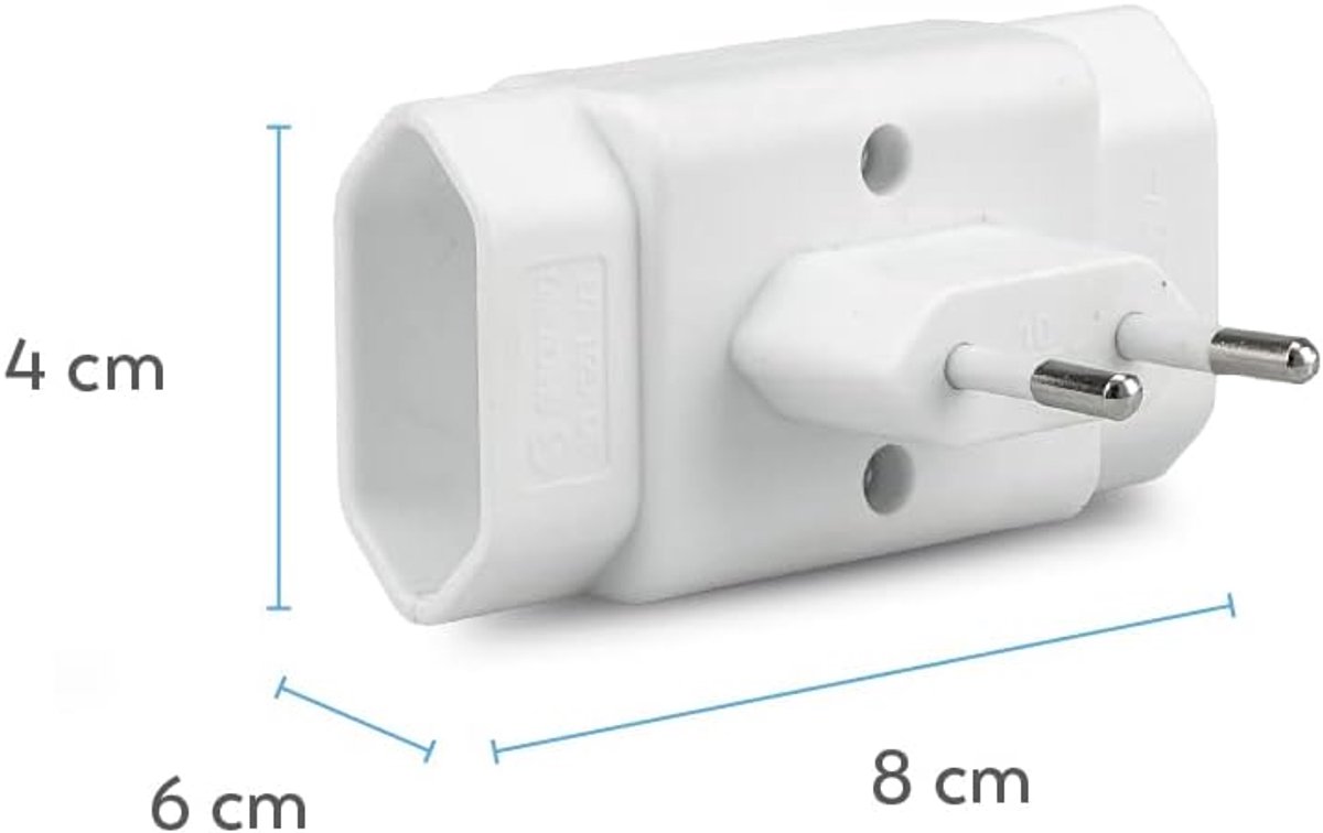 Drievoudig stopcontact voor, met geaard contact, 3 eurostopcontacten, type C, kinderbeveiliging, wit